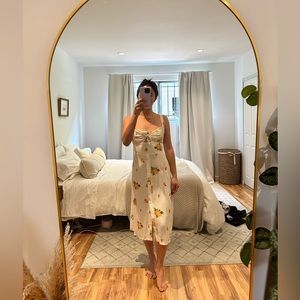 REFORMATION WHITE FLORAL MIDI DRESS SZ 2